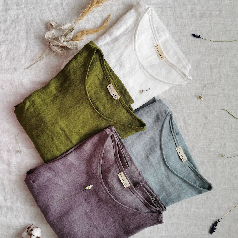 100% Linen Tee Trendy Long Sleeve Shirt Handmade Natural Linen Long Sleeves Top For Spring Summer Autumn Vintage Style Linen Blouse Tee Printfushion