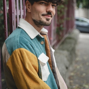 Men's corduroy jacket. soft cord shirt. cotton corduroy jacket with pockets. corduroy shacket. workwear needlecord shirt with collar.