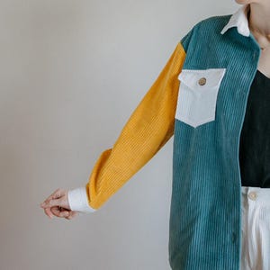 Oversized Cotton Corduroy Shacket: Retro Workwear Jacket image 3