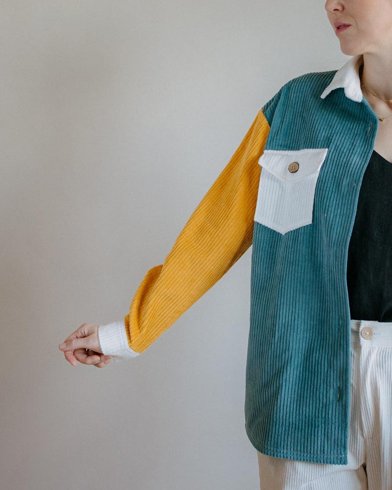 Oversized Cotton Corduroy Shacket: Retro Workwear Jacket image 3