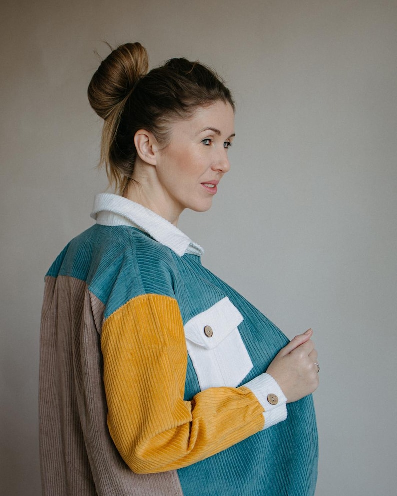 Oversized Corduroy Shacket: Women's Cotton Cord Shirt with Coconut Buttons image 9