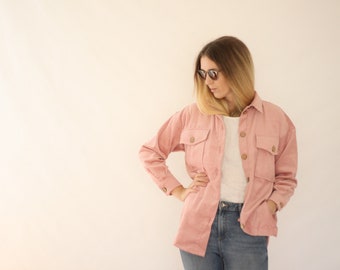 Chaqueta de pana extragrande para mujer: Chaqueta retro de algodón con bolsillos