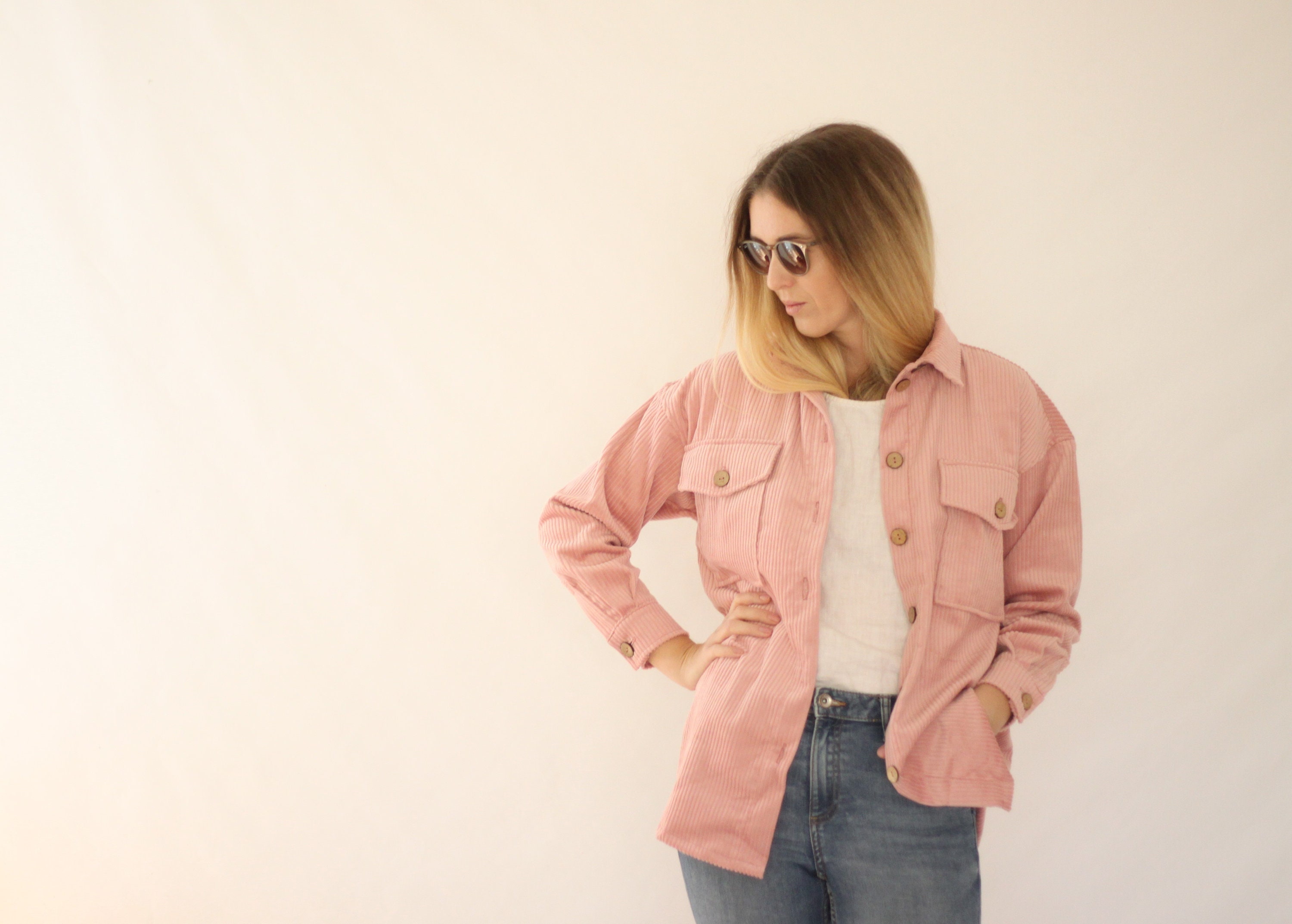 Blush pink corduroy jacket deals