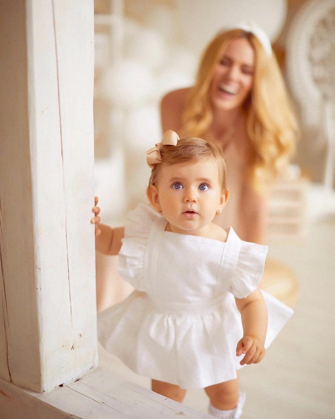 White Linen Dress Baby Girl Linen Baptism Dress Vanilla Frill Etsy