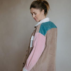 Oversized Cotton Corduroy Shacket: Retro Workwear Jacket image 5