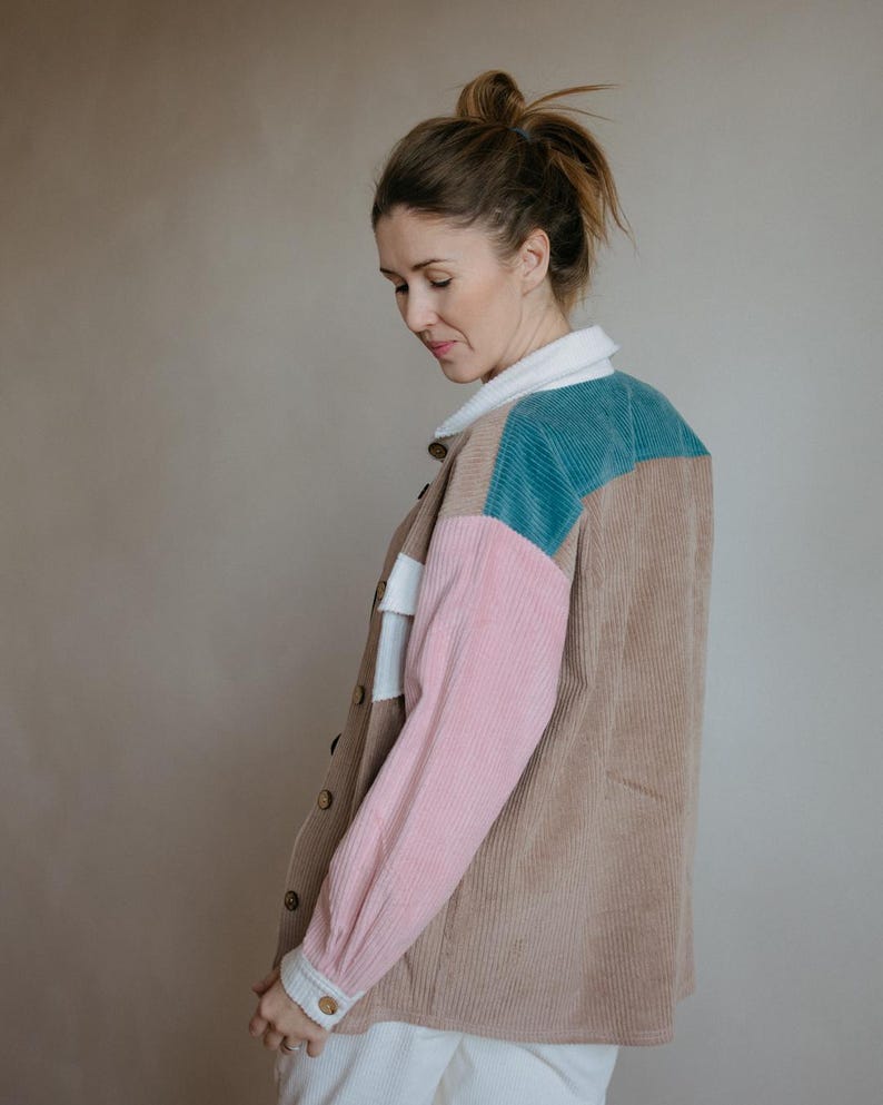 Oversized Cotton Corduroy Shacket: Retro Workwear Jacket image 5