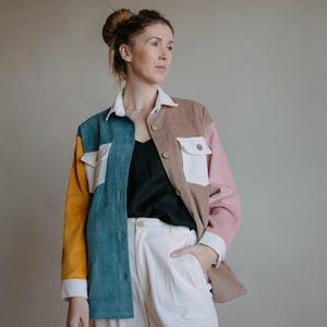 Oversized Cotton Corduroy Shacket: Retro Workwear Jacket image 1