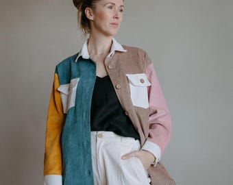 Chaqueta de pana de algodón de gran tamaño: chaqueta de trabajo retro