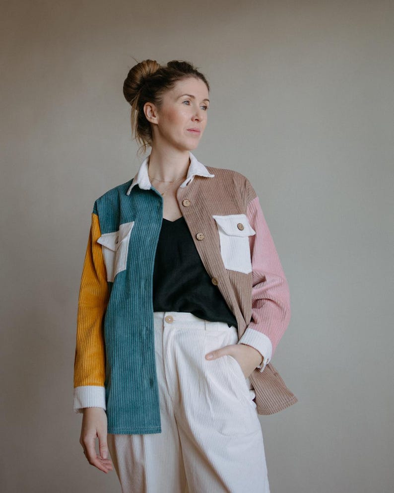 Oversized Cotton Corduroy Shacket: Retro Workwear Jacket image 1