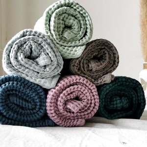 Luxurious Linen Waffle bath towels 18 colors, linen bath towel, linen beach towel, home spa towels, guest bathroom towels, gift towels image 7