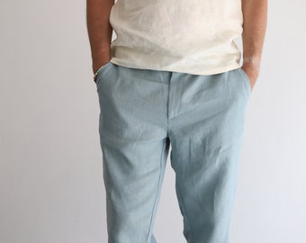 Mens Linen Pants. Pure softened Linen Trousers for Man. Mens Pants.