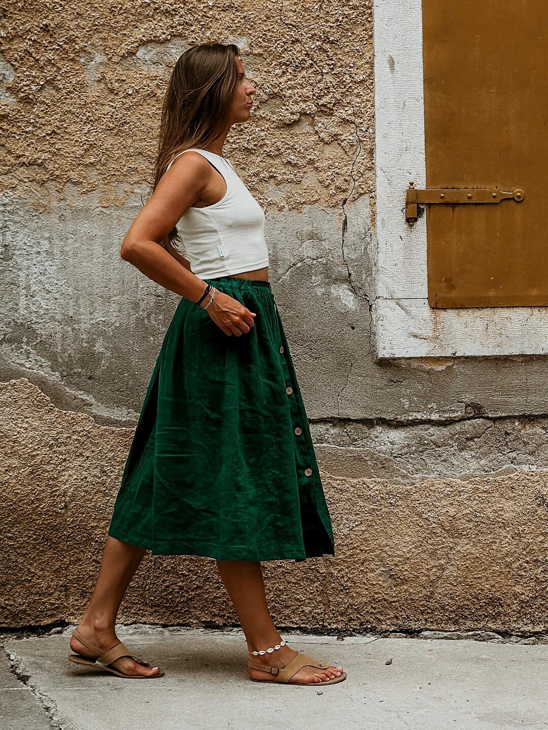 【THE MOZZ】[DUPE] The Cache Linen Long Skirt Linen Skirt, Long Skirt, Maxi Skirt, Navy Blue Skirt, A-line