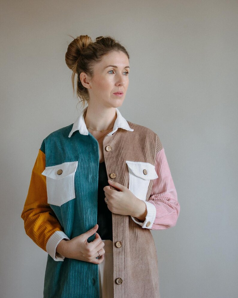 Oversized Corduroy Shacket: Women's Cotton Cord Shirt with Coconut Buttons image 10