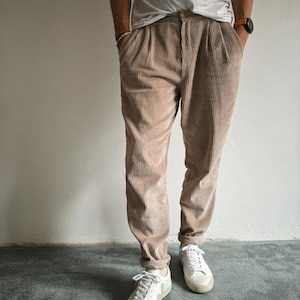 Mens boxy cord pants. Corduroy trousers for man. Warm mens pants.