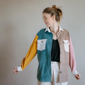 Oversized Cotton Corduroy Shacket: Retro Workwear Jacket image 9
