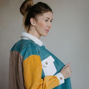 Oversized Cotton Corduroy Shacket: Retro Workwear Jacket image 2