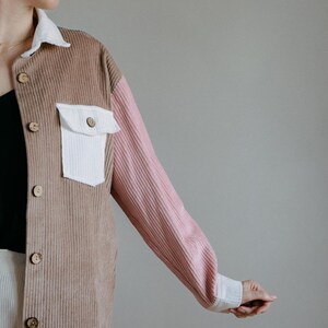 Oversized Corduroy Shacket: Women's Cotton Cord Shirt with Coconut Buttons image 3