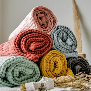 18 colors luxurious linen Waffle bath towels, linen bath towel, linen beach towel, home spa towels, guest bathroom towels, gift towels image 5