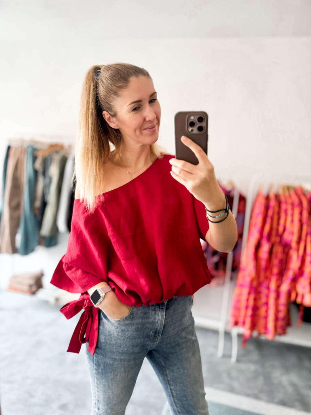 Oversized Linen Top With Ruffled Sleeves, Vintage Style Blouse - Etsy