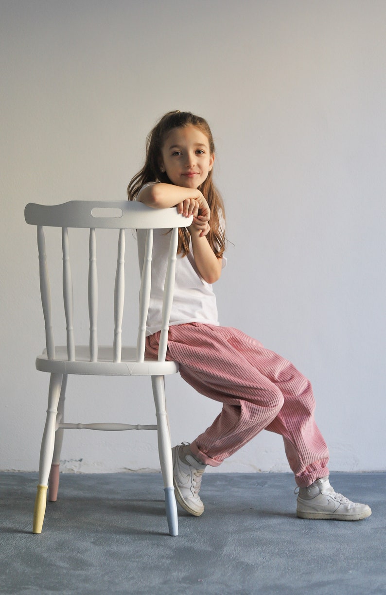 Pantalon en velours côtelé 100% coton Style vintage naturel Pantalon sarouel en cordon lavé pour enfants Pantalon en velours côtelé pour bébé Pantalon en cordon pour garçons Pantalon en cordon pour filles image 5