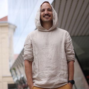 40+ colors to choose 100 % pure softened Linen Hoodie Linen Tee for Man, Mens Linen Hoodie Sweater, Softened Linen Shirt Men, Men Linen
