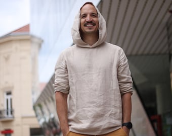 40+ colors to choose 100 % pure softened Linen Hoodie Linen Tee for Man, Mens Linen Hoodie Sweater, Softened Linen Shirt Men, Men Linen