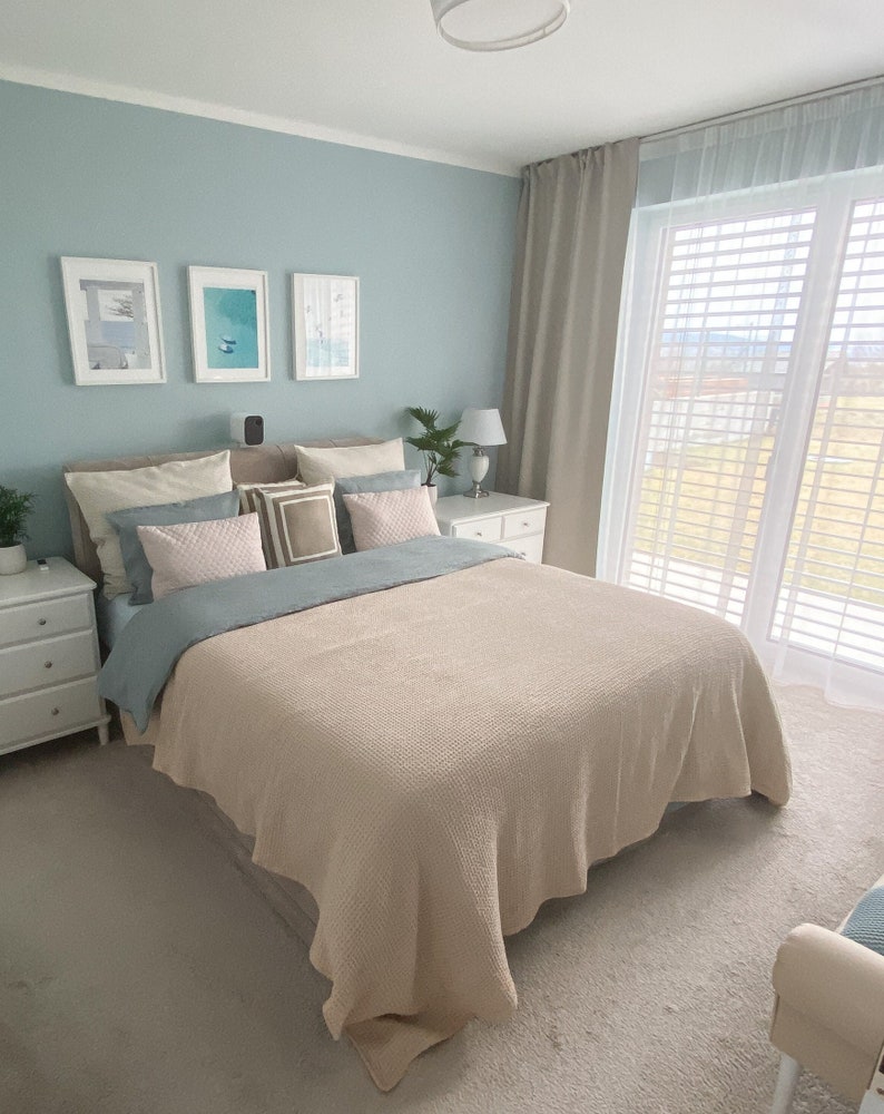 Waffle Linen Blanket Linen Bed Throw Waffle Blanket Cream Etsy