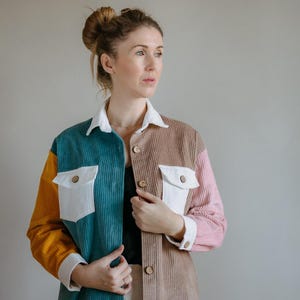 Oversized Cotton Corduroy Shacket: Retro Workwear Jacket image 8