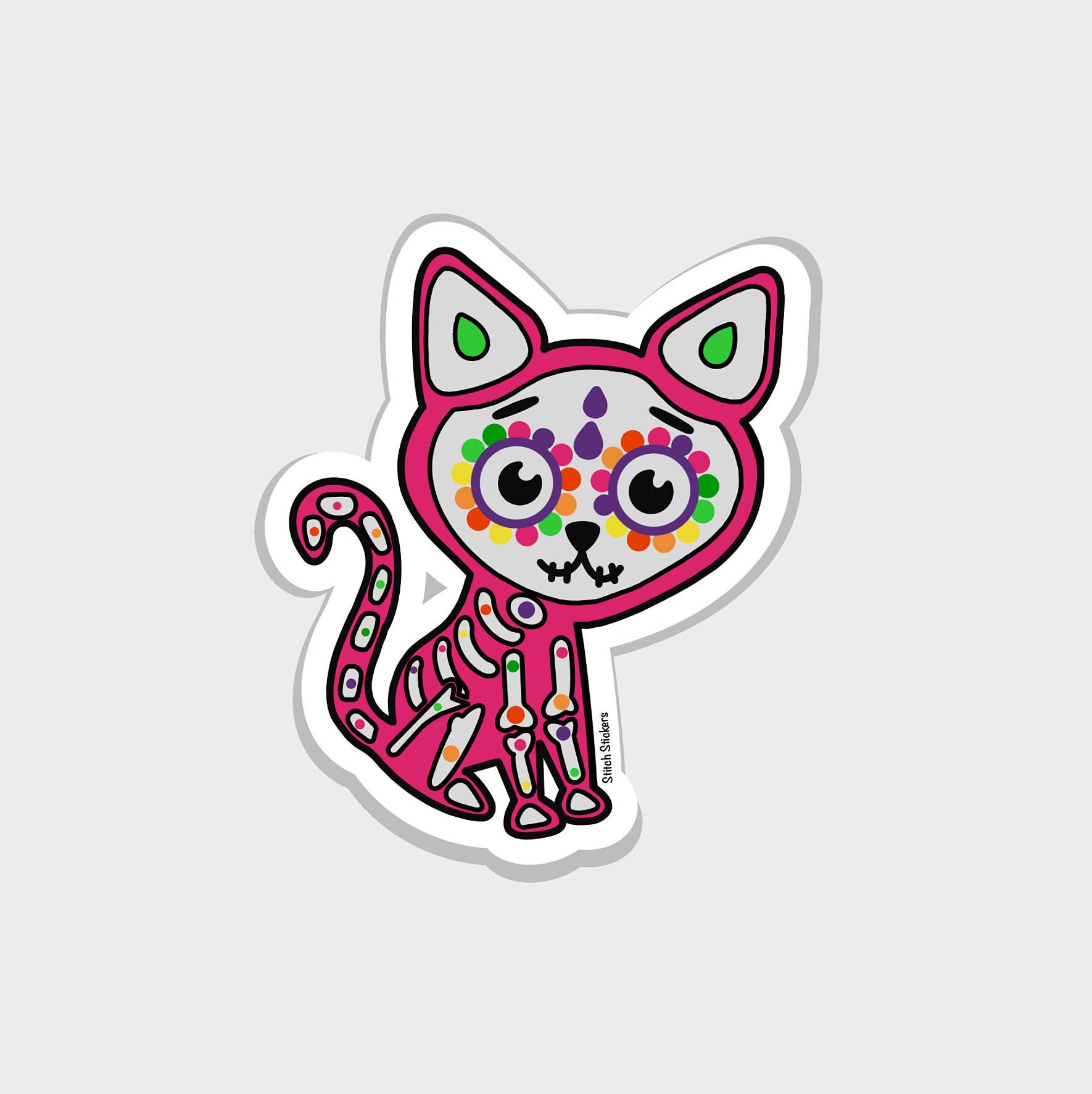 Sugar Skull Cat Sticker Sugar Skull Sticker Cat Sticker | Etsy