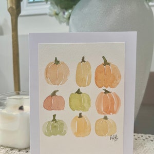 Cartão pintado à mão em aquarela - abóbora