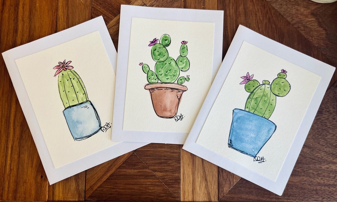 Hand Painted Watercolour Cards - Set of 3 - Etsy