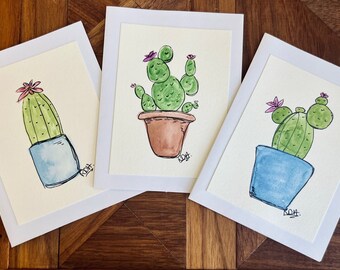 Carte acquerello dipinte a mano - Set di 3