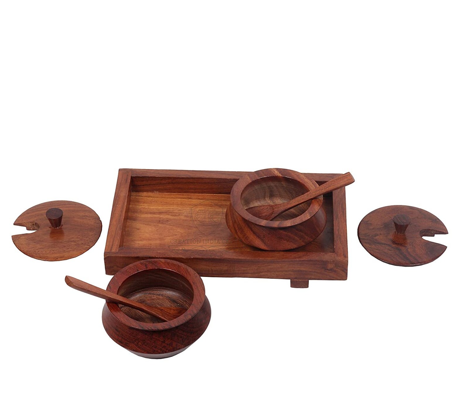 Handmade Rosewood DIPS Serving Jar Set with Tray and Spoons Etsy