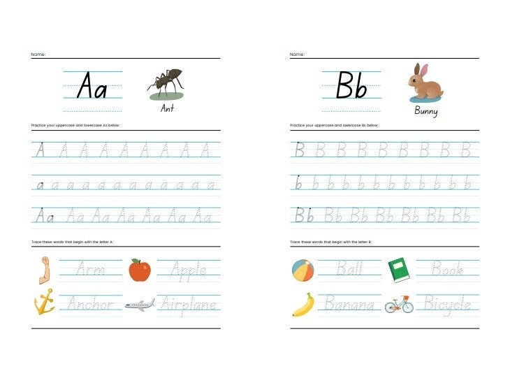 Letter Practice Printable Sheets Etsy