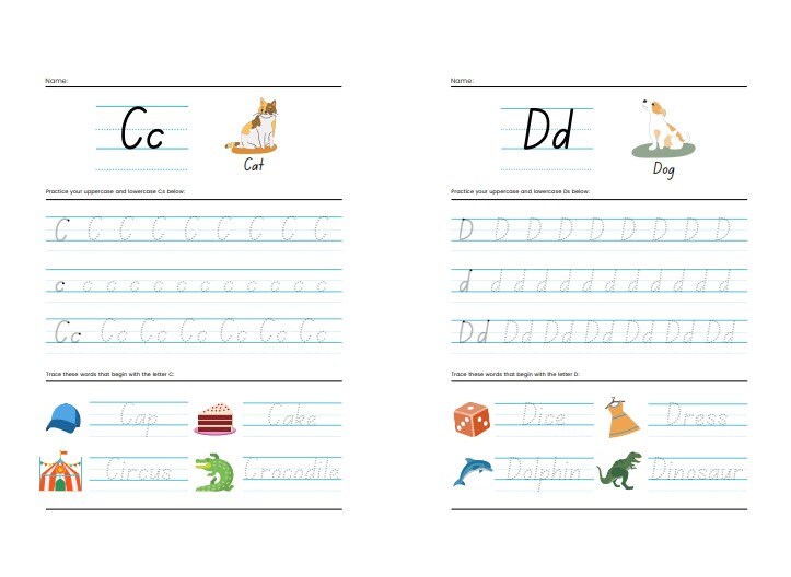 Letter Practice Printable Sheets Etsy