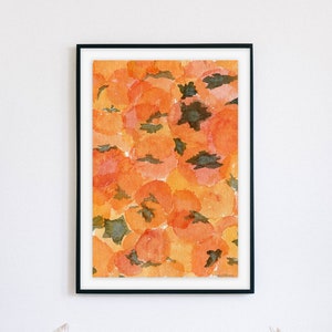Persimmons Watercolor Painting Printable, Food Wall Art, Fruit Wall Decor, Vietnamese Art