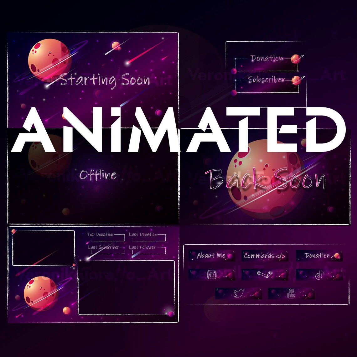 ANIMATED Twitch Overlay Stream Package Twitch Overlay Stream
