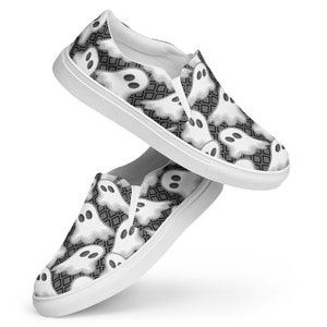 Shoes Halloween Spooky Ghost Preppy Slip on Canvas for pre school teachers nurse practitioners therapists pediatric doctors office managers
