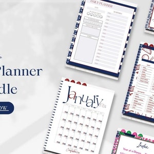 2024 Digital Planner Calendar Preppy Navy Red Maine Lobsters - 100+ PAGES