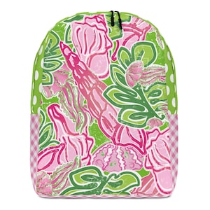 Preppy Pink et Green Shells Jelly Fish Back Pack Sac à dos minimaliste