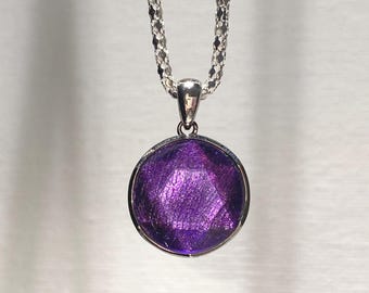 4.2g | Very Rare Purple Natural Muonionalusta Meteorite Pendant in 925 Silver | Star of David Case | Widmanstätten Inclusions | 20" Chain