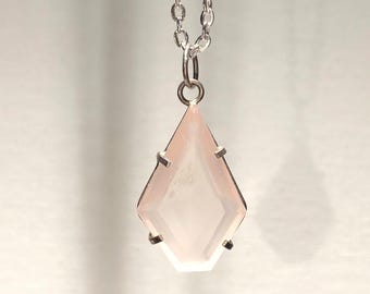 4.0g | Natural AA-Grade Rose Quartz Crystal Pendant in 925 Silver | 20" Chain