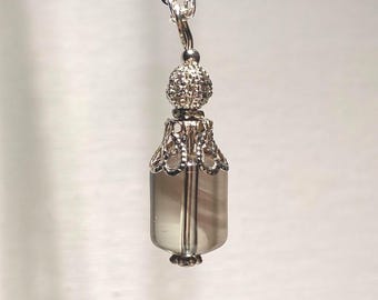2.7g | Natural Smokey Quartz Crystal Pendant in 925 Silver with Phantom Inclusions | 20" Chain