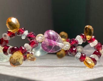 4mm to 12mm | Natural AAA-Grade Rainbow Fluorite Crystal Bracelet with AAA-Grade Gemstones | Healing Jewelry