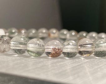 5mm to 6mm | Natural A-Grade Green Chlorite Phantom Quartz Crystal Bead Bracelet | Healing Jewelry | Brazil