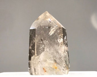 Garden Quartz Crystal Point with Layered Inclusions & Rainbow Spots