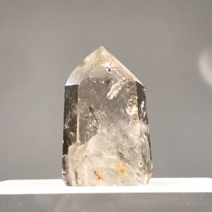 Small Gray & Brown Garden Quartz Crystal Stone Mineral Point with Natural Layer Inclusions + Some Rainbow Spots (Video)