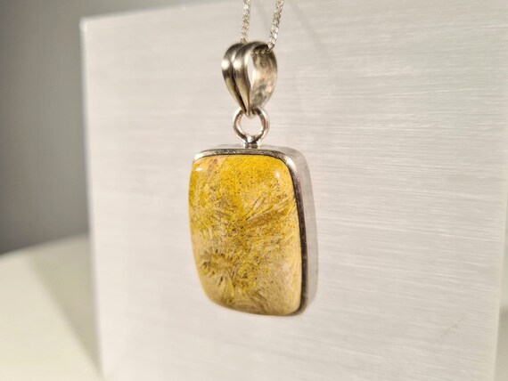 Coral Fossil Agate Pendant: Sterling Silver Neckl… - image 3