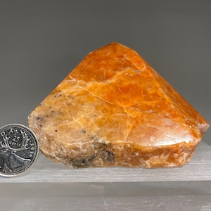 Unusual + Large | Dark Orange Calcite Polished Top | Calcite Cathedral | Polished Point | Healing | Rough Cluster | Orange Cap | Brazil