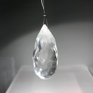 Natural + AA-Grade Very Clear Quartz Pendulum | Multi-Faceted Sides | Teardrop Shape | Meditation | Healing | Energy | Chakra | Inclusions